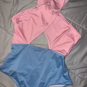 Pink and Blue One-Piece Swimsuit